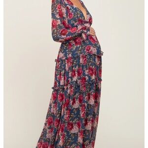 Pinkblush Floral Maxi Dress - Blue and Pink